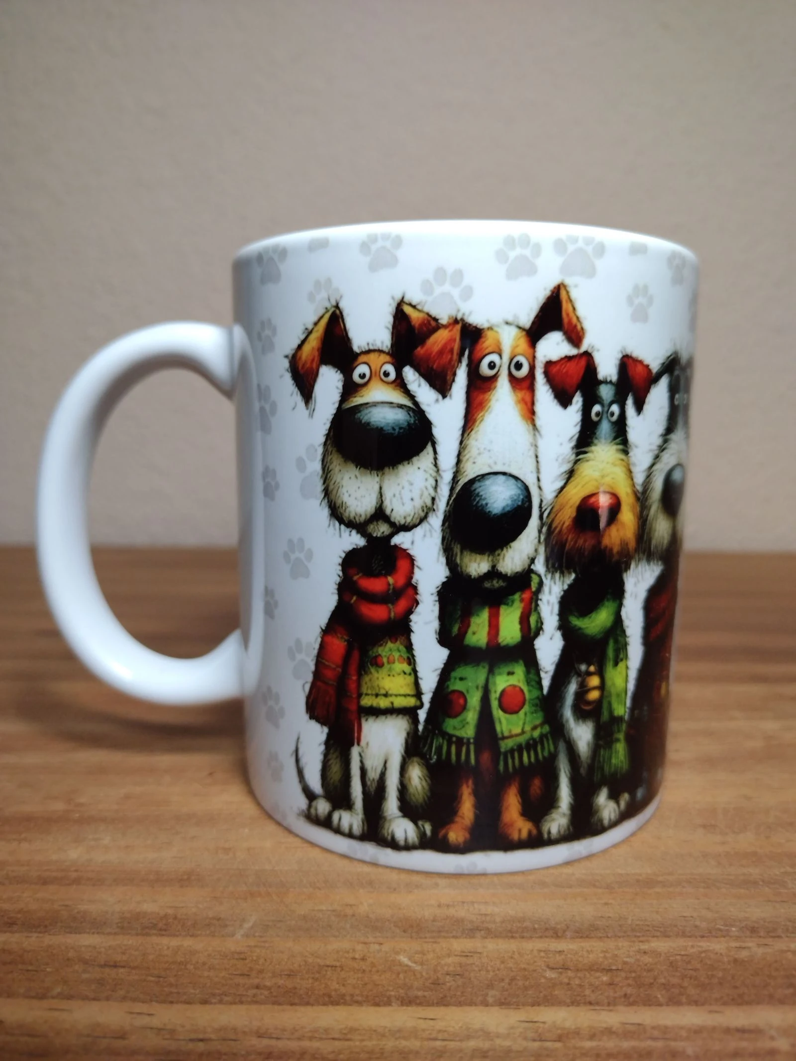 Taza de cerámica - dibujo perros - 11 oz- sin estrenar 